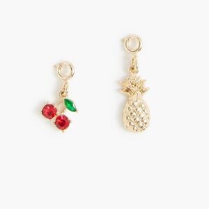 🆕J. Crew- Fruit 🍒  🍍 Charm Set, Gold, NWT